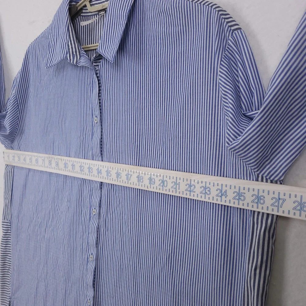 Free People Top Tunic Size Large Striped Oversized Button Up Relaxed Minimalist - Picture 4 of 16